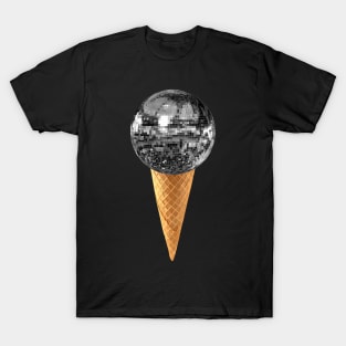 Silver Disco Ball Ice Cream Cone T-Shirt